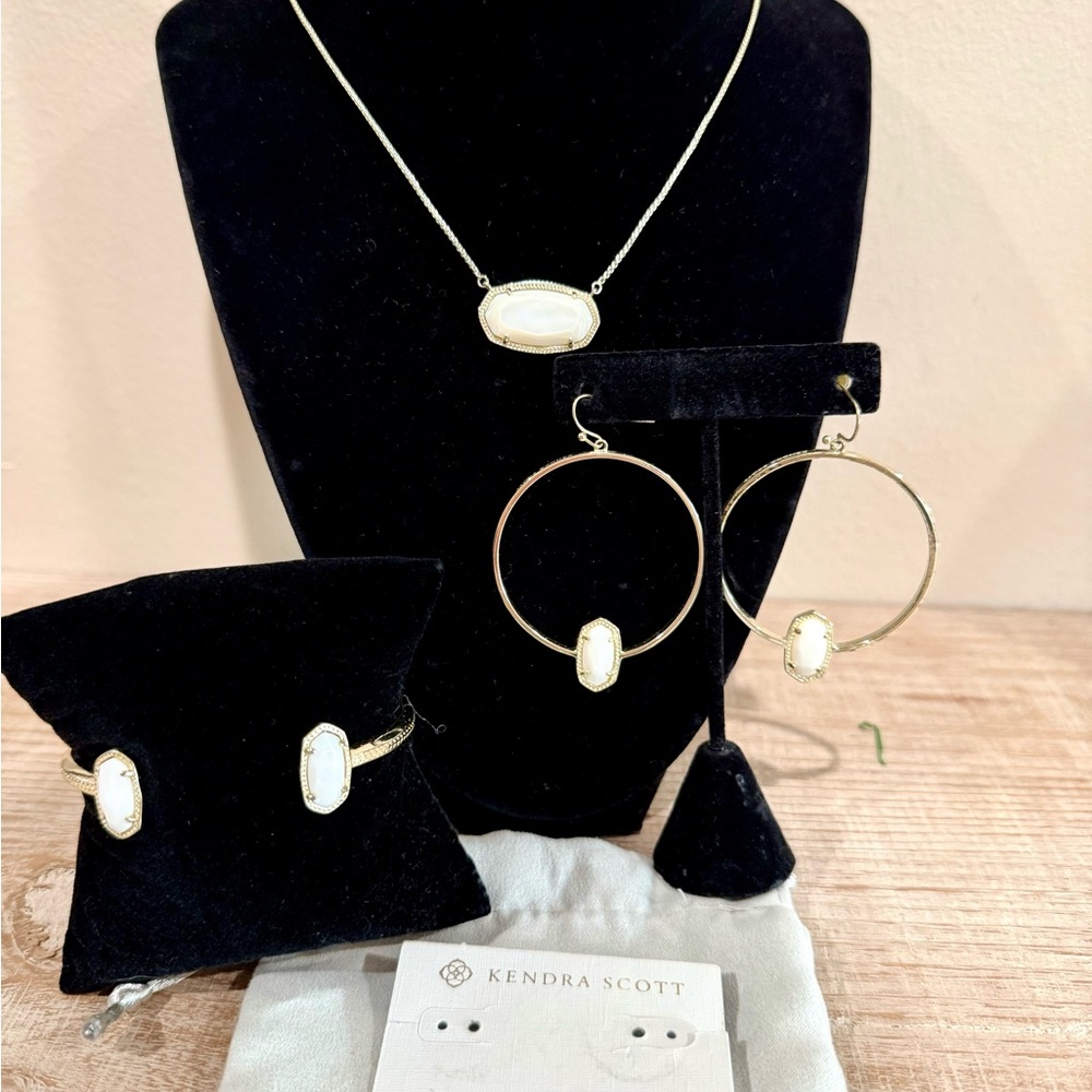 Kendra Scott Gold and White Necklace Set